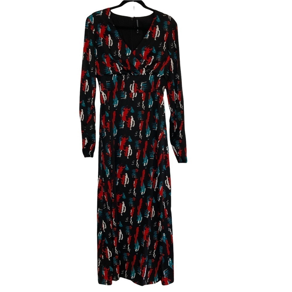 W118 by Walter Baker Black Raquel Patterned Maxi Dress Sz M - Picture 2 of 15